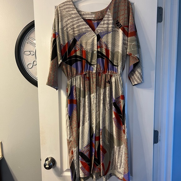 Vintage Pure Argenti graphic dress with pockets size 6 made in Hong Kong - Picture 6 of 9